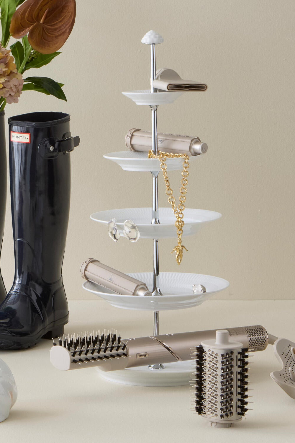 Hvid Riflet etagere - 5 Lag